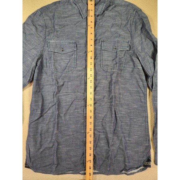 Buffalo by David Bitton Shirt Mens Large L Metal Button Up Collar Blue NWOT - Picture 5 of 12